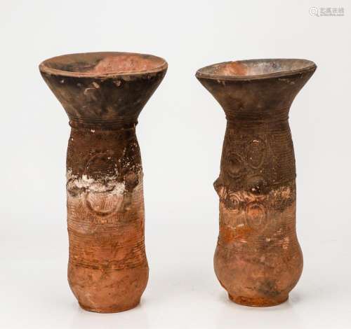 2 African Nupe Terracotta Pot Supports, Nigeria