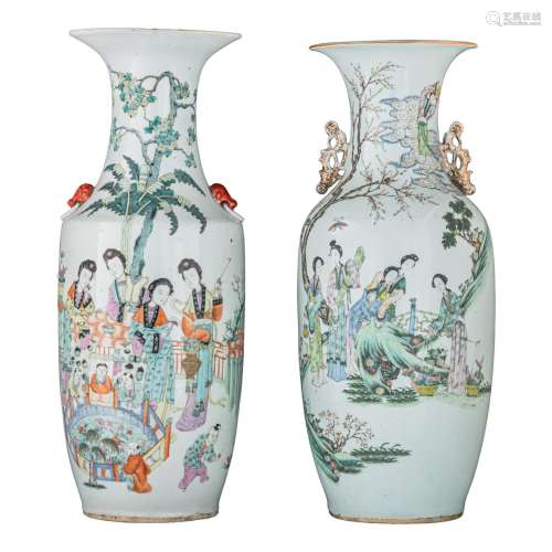 Two Chinese famille rose vases, with a signed text, Republic...