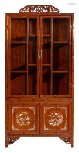 A South-Chinese hardwood two-piece display cabinet, 20thC, H...