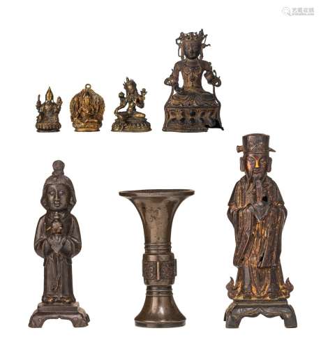 A collection of Chinese bronze ware and four Sino-Tibetan br...