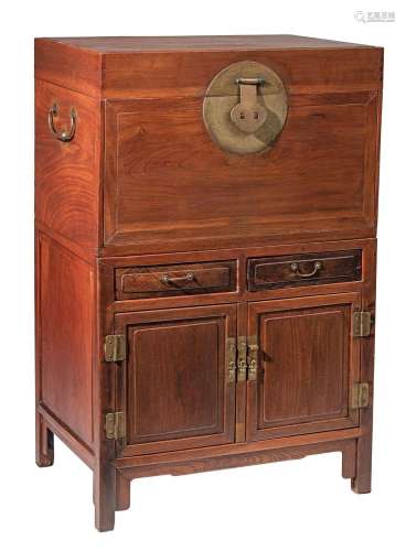 A Chinese assembled hardwood and elmwood trunk cabinet, Repu...
