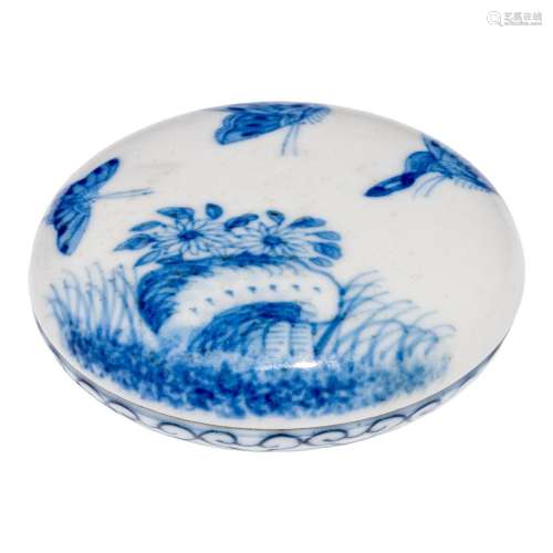 A Chinese blue and white 'Butterflies' seal paste box and co...