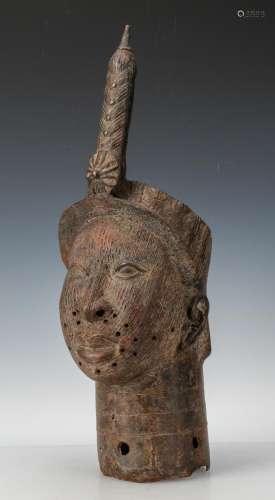 African Yoruba Cast Bronze Head, Nigeria