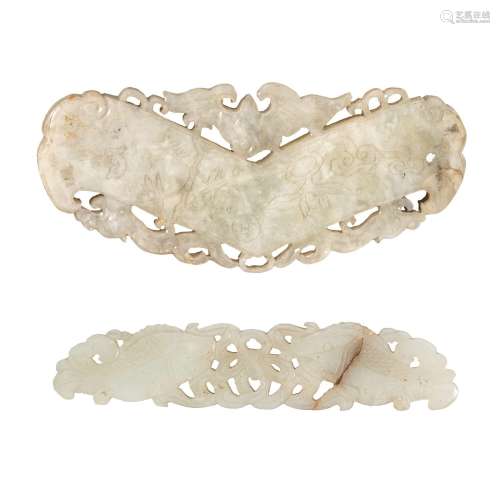 Two open-work carved jade plaques, late Qing/Republic period...