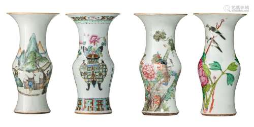 Four Chinese Qianjiangcai and famille rose phoenix-tail vase...