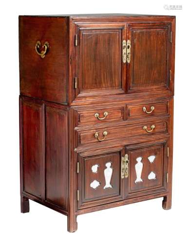 A Chinese hardwood crown-cased cabinet, Republic period, 87 ...