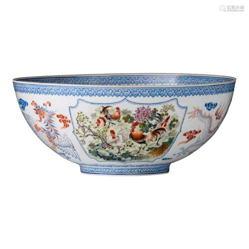 A Chinese famille rose egg-shell porcelain 'Cockerel' bowl, ...
