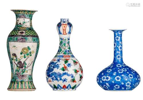 A collection of three Chinese vases, late Qing/Republic peri...