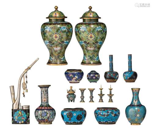 A collection of Chinese cloisonné enamelled bronze ware, 20t...