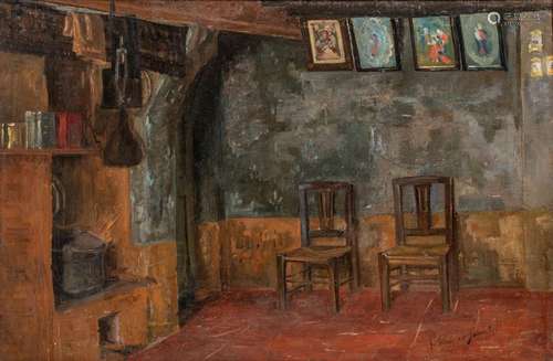 Valerius De Saedeleer (1867-1942), interior with two chairs,...