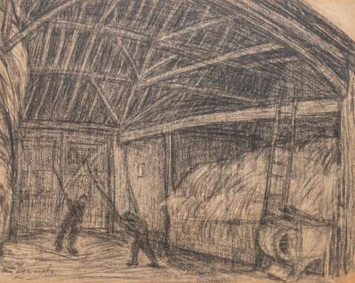Constant Permeke (1886-1952), men working in the stable, cha...