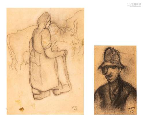 Floris Jespers (1889-1965), two drawings, 1943, 6,5 x 10,5 -...