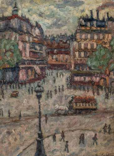 Georges Dufernoy (1870-1943), street view, oil on canvas on ...