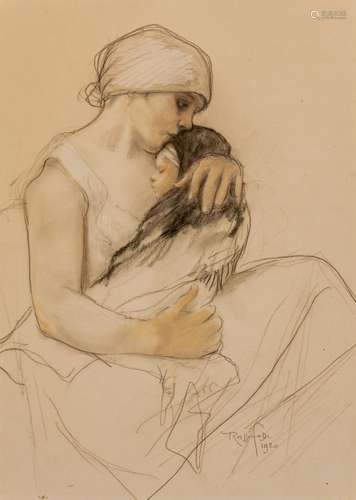 Armand Rassenfosse (1862-1934), mother and child, 1920, char...