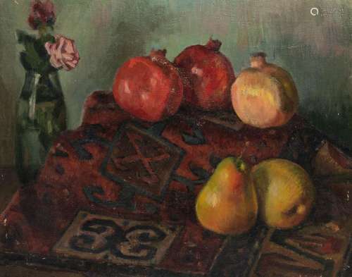 Andronich Jakoubian (XX), still life with pears and pomegran...