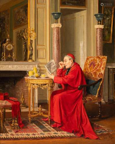 Victor Marais-Milton (1872-1948), a cardinal reading the pap...