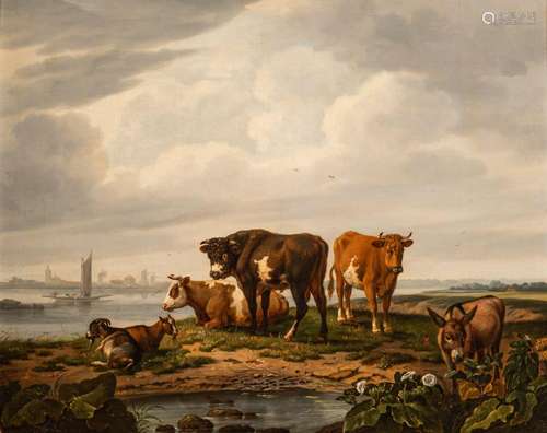 Abraham Bruiningh van Worrell (1787-1832), resting cattle in...