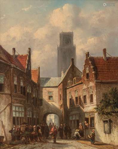 Petrus Gerardus Vertin (1819-1893), market vendors in a Dutc...