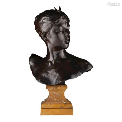 Alexandre Falguiere (1831-1900), the bust of Diana, patinate...