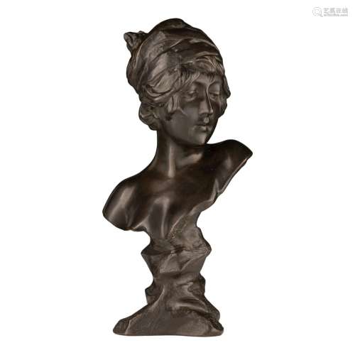 Georges Morin (1874-1950), bust of a female beauty, dark pat...