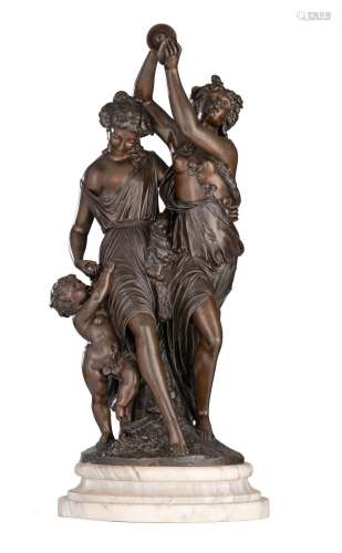 Edmond Levêque (1814-1874), Bacchanal, patinated bronze, H 5...