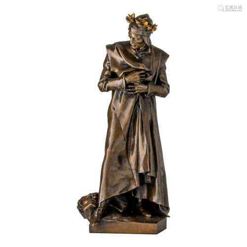 Jean Paul Aubé (1837-1916), Dante Alighieri, patinated bronz...