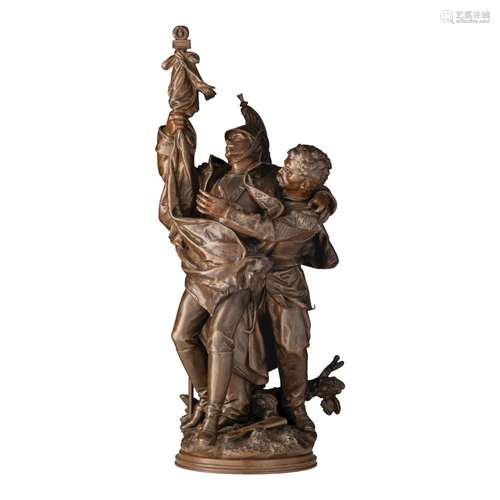 Hippolyte Moreau (1832-1927), 'Victory', patinated spelter, ...