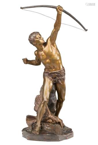 Edouard Drouot (1859-1945), the archer, patinated bronze, H ...