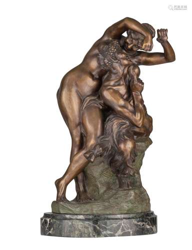 Jef Lambeaux (1852-1908), the seduction, patinated bronze, H...