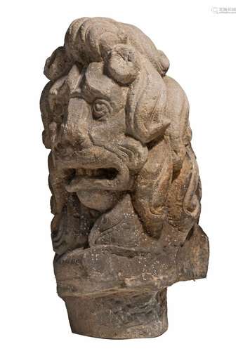 A limestone ornamental fragment of a lion head, 17thC, H 50 ...