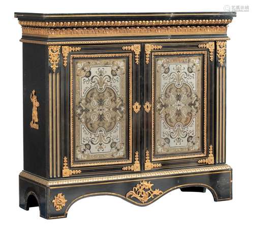 A Napoleon III Boulle 'meuble d'appui', late 19thC, H 105 - ...