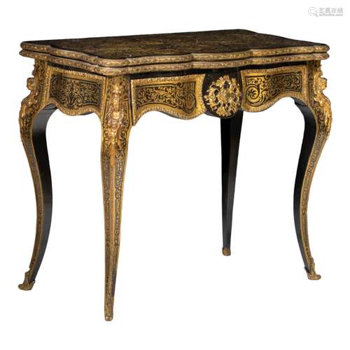 A fine Napoleon III Boulle playing card table, with gilt bro...