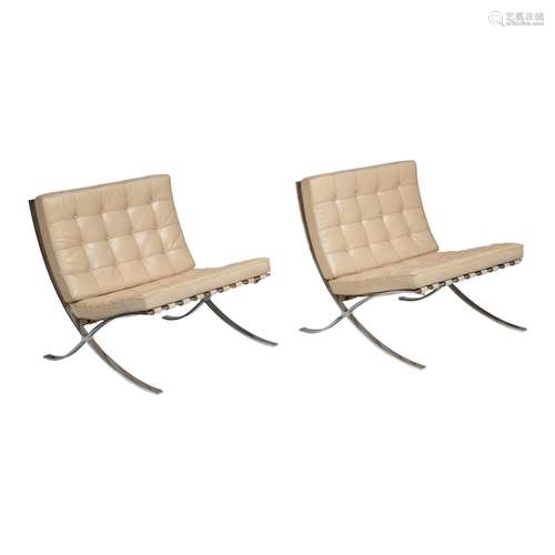 A pair of iconic Barcelona chairs by Ludwig Mies van der Roh...