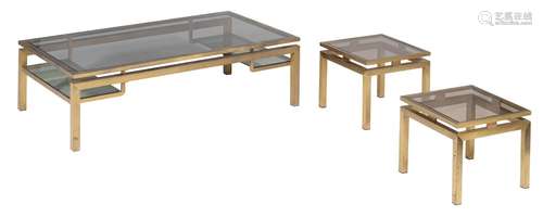 A vintage coffee table and two matching side tables by Maiso...