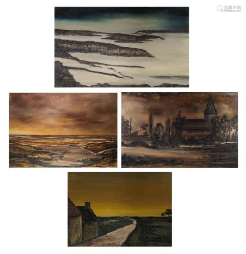 Roger Nellens (1937-2021), four landscapes, 1963 - 1964, oil...