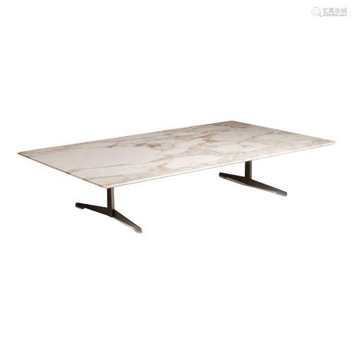 A design Carrara marble coffee table, H 35 - W 100 - D 70 cm