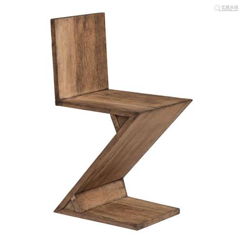 A vintage Zig Zag chair after Gerrit Rietveld, H 76 - W 37 -...