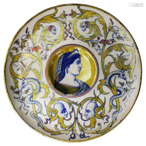 Deruta ceramic plate, end of the 19th century.