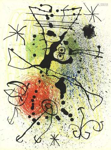 Joan Miro - Line and Splatter Composition - Lithograph 15&qu...