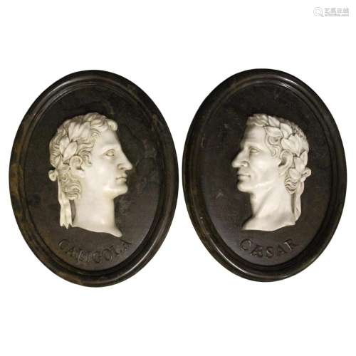 Pair of oval medallions Caligola and Cesare