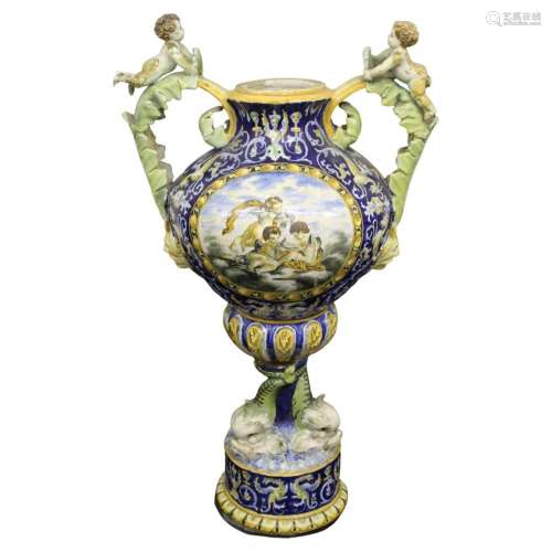 Large Deruta ceramic vase, 19th century