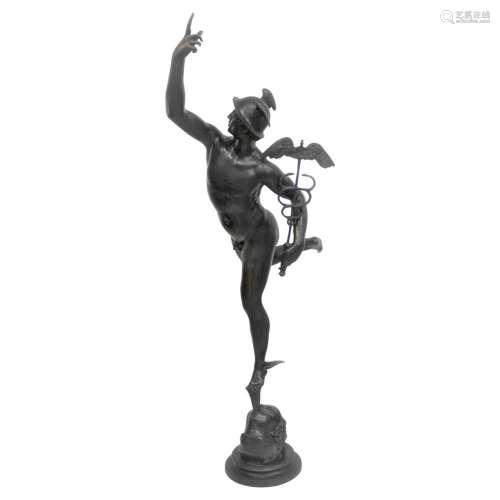Winged Mercury, h 189 cm bronze sculpture