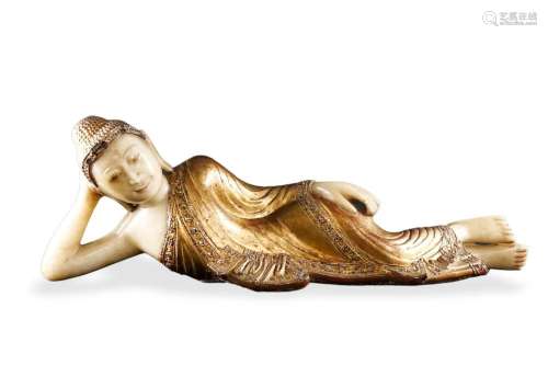 ORIENTAL WOMAN, in alabaster marble and stones with a gold-c...