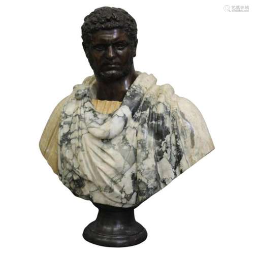 Emperor Caracalla sculpture in marble and bronze.