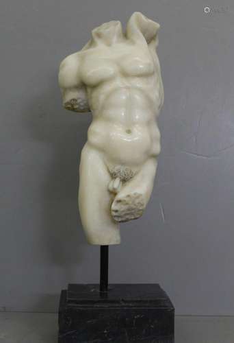 Michelangiolesco torso. white marble sculpture with black ma...