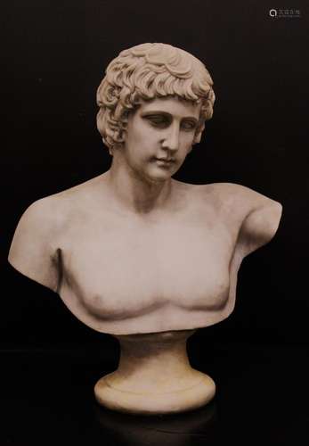 Bust of Antinous. marble sculpture.in white marble. high 75c...