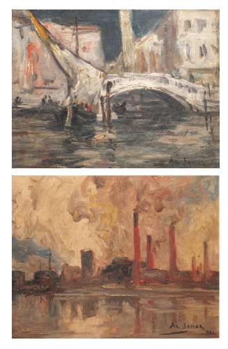Armand Jamar (1870-1946), two marine paintings, Venice (1930...