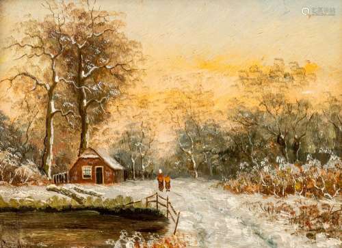 Louis Apol (1850-1936), winter landscape, oil on panel, 22 x...