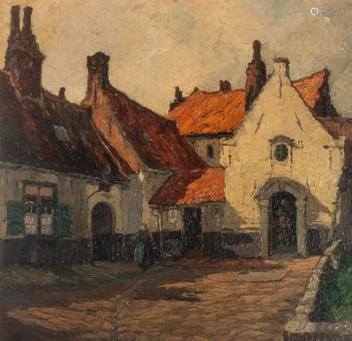 Auguste van de Casteele (1889-1969), village view, oil on bo...