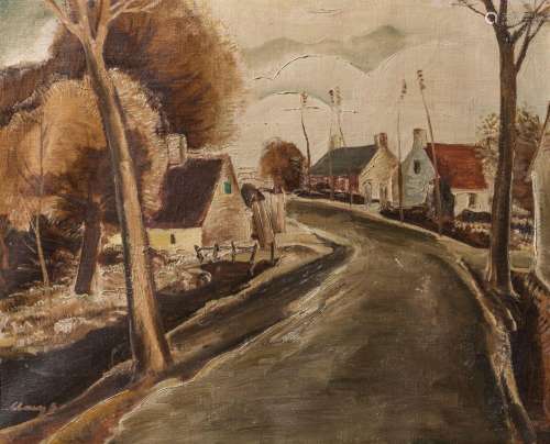 Albert Claeys (1889-1967), view of a village, oil on canvas,...